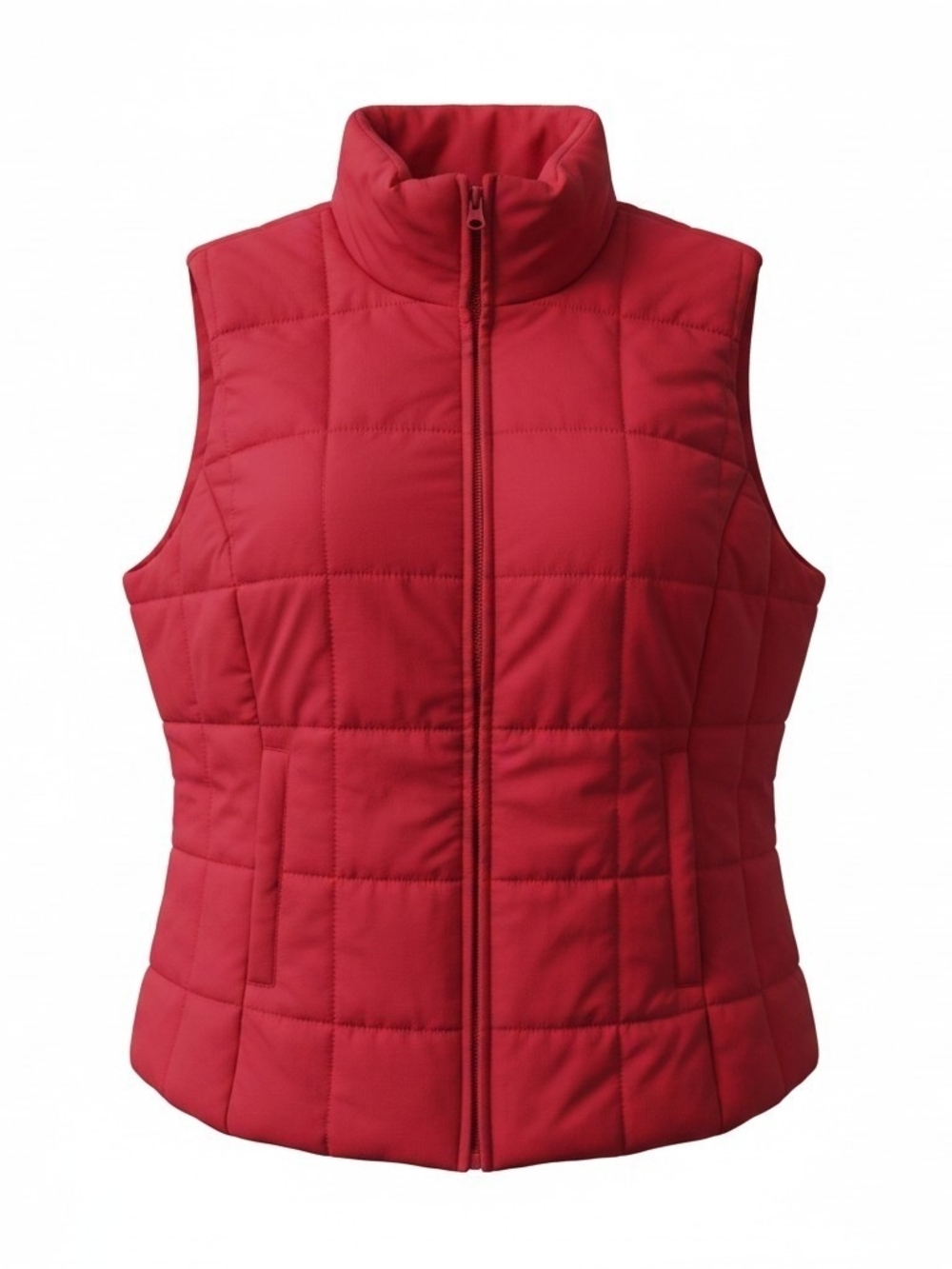 New York & Company Women's Quilted Red Zip-Front Vest
